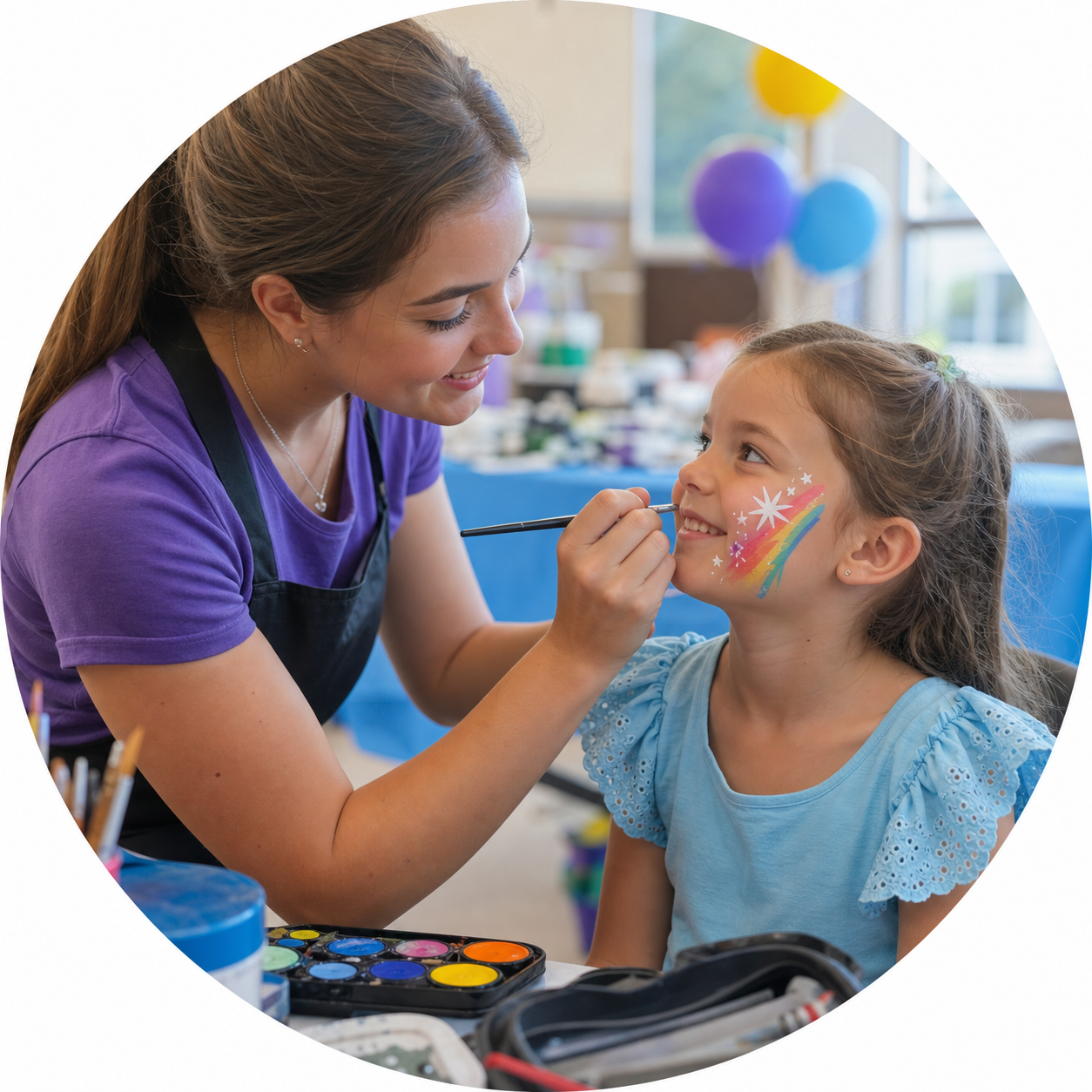 A colourful face-painting activity